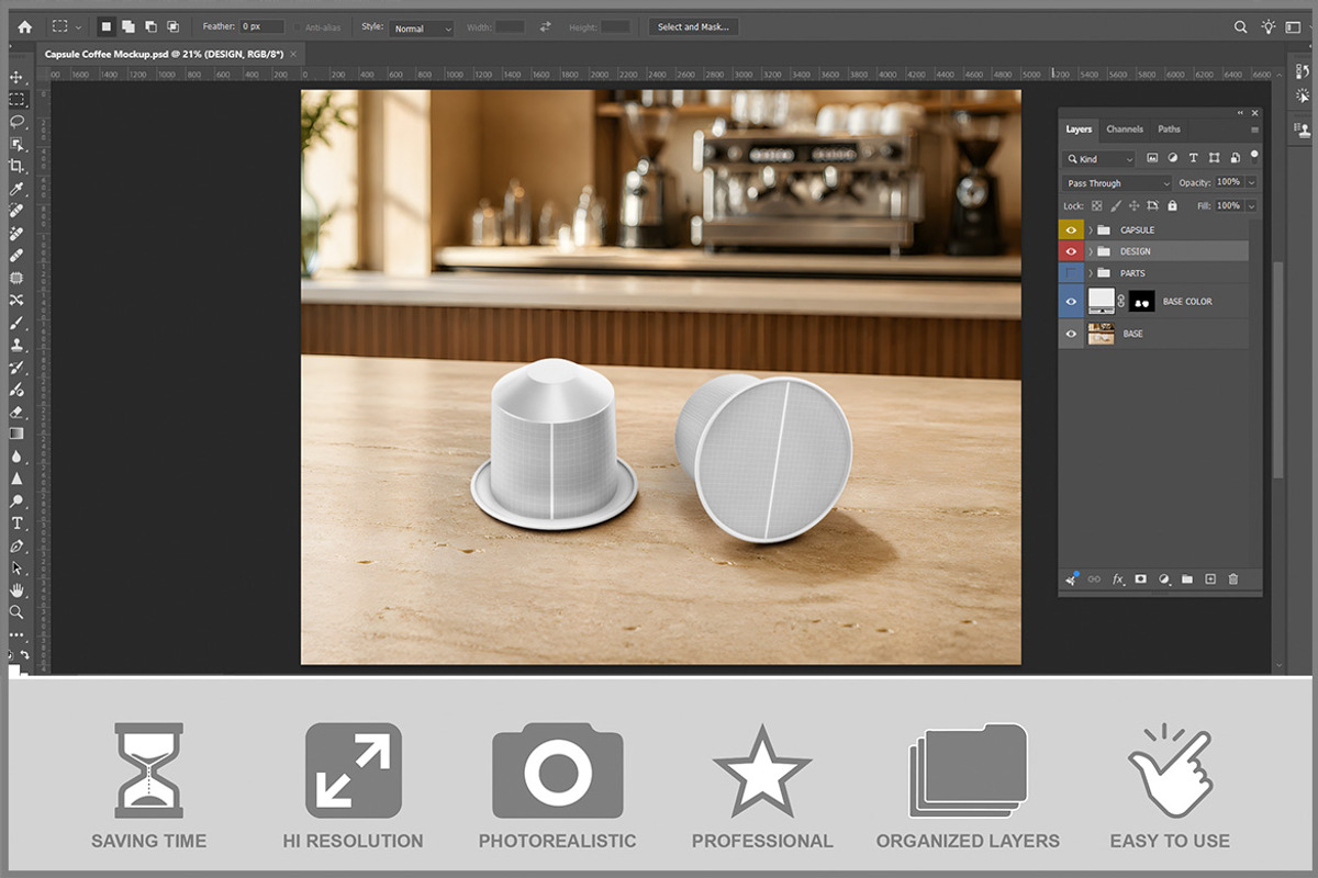 Coffee Capsule Mockup PSD, an Advertising Mockup by Bruno's Shop (Photo 2 of 3)