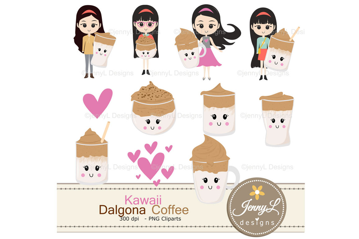 Kawaii Dalgona Coffee Digital Papers, a Pattern Graphic by JennyL Designs (Photo 3 of 9)