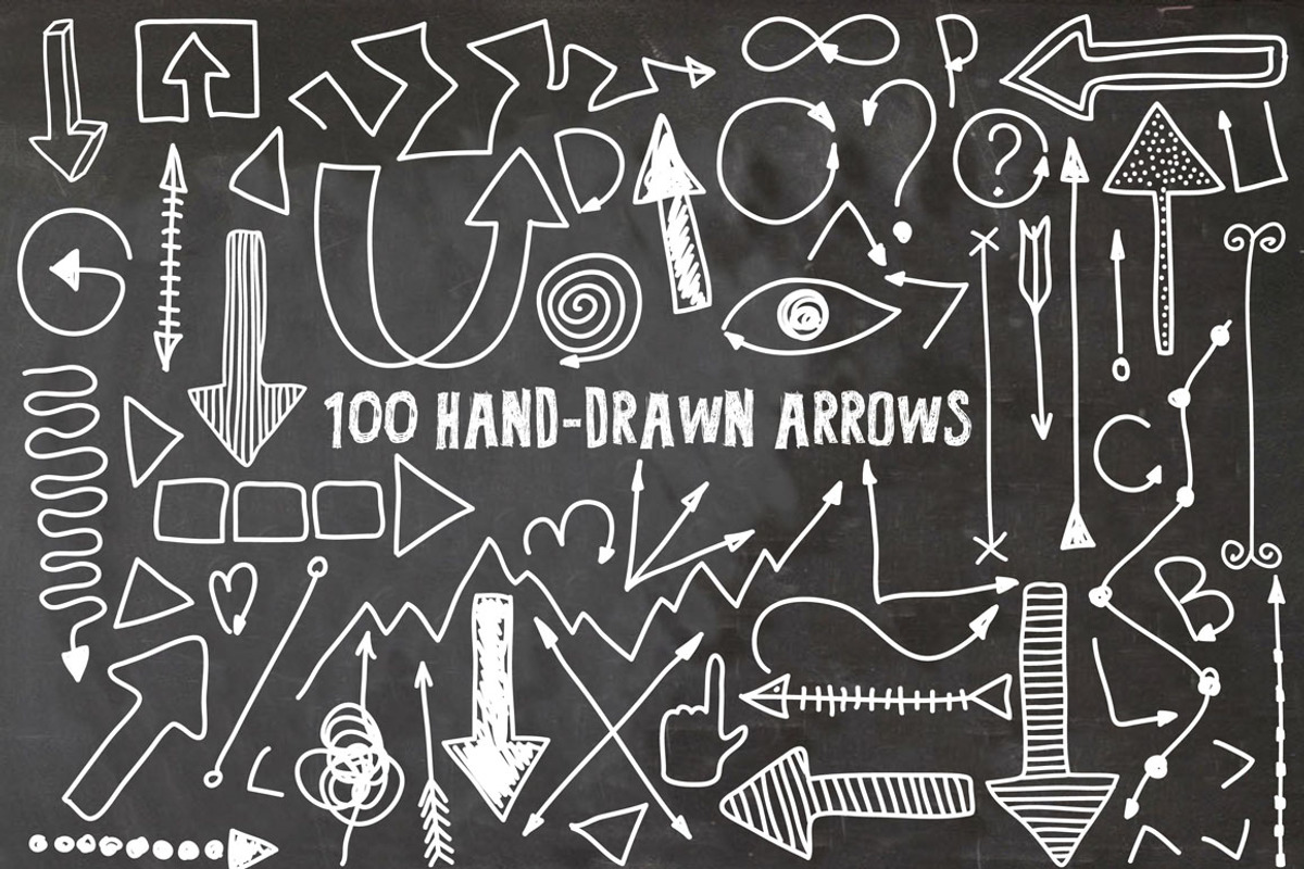 100 Hand Drawn Arrows, an Object Graphic by Julia Dreams (Photo 1 of 4)