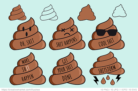 Poop emojis with quotes, vector, an Emoji Icon by Illustree