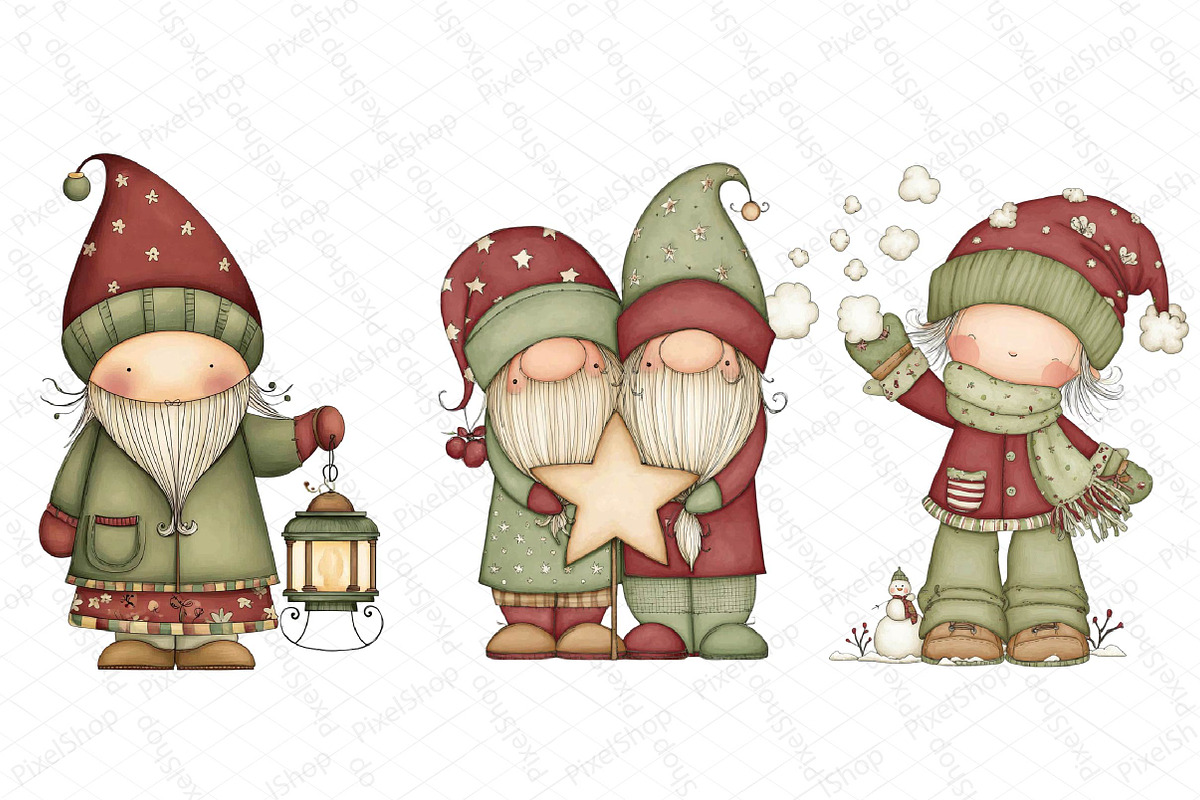 Christmas Gnome Clipart, an Illustration by DreamPrint404 (Photo 4 of 6)