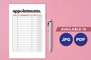 Appointment Planner Printable Page