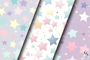 Cute Pastel Stars Digital Papers