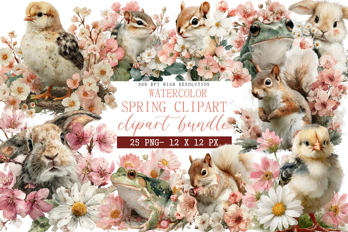 Watercolor Spring Clipart, an Illustration by DreamArtGraphic (Photo 1 of 4)