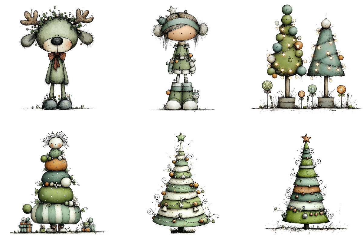 Whimsical Christmas Topiary Trees, an Illustration by DreamArtGraphic (Photo 3 of 5)