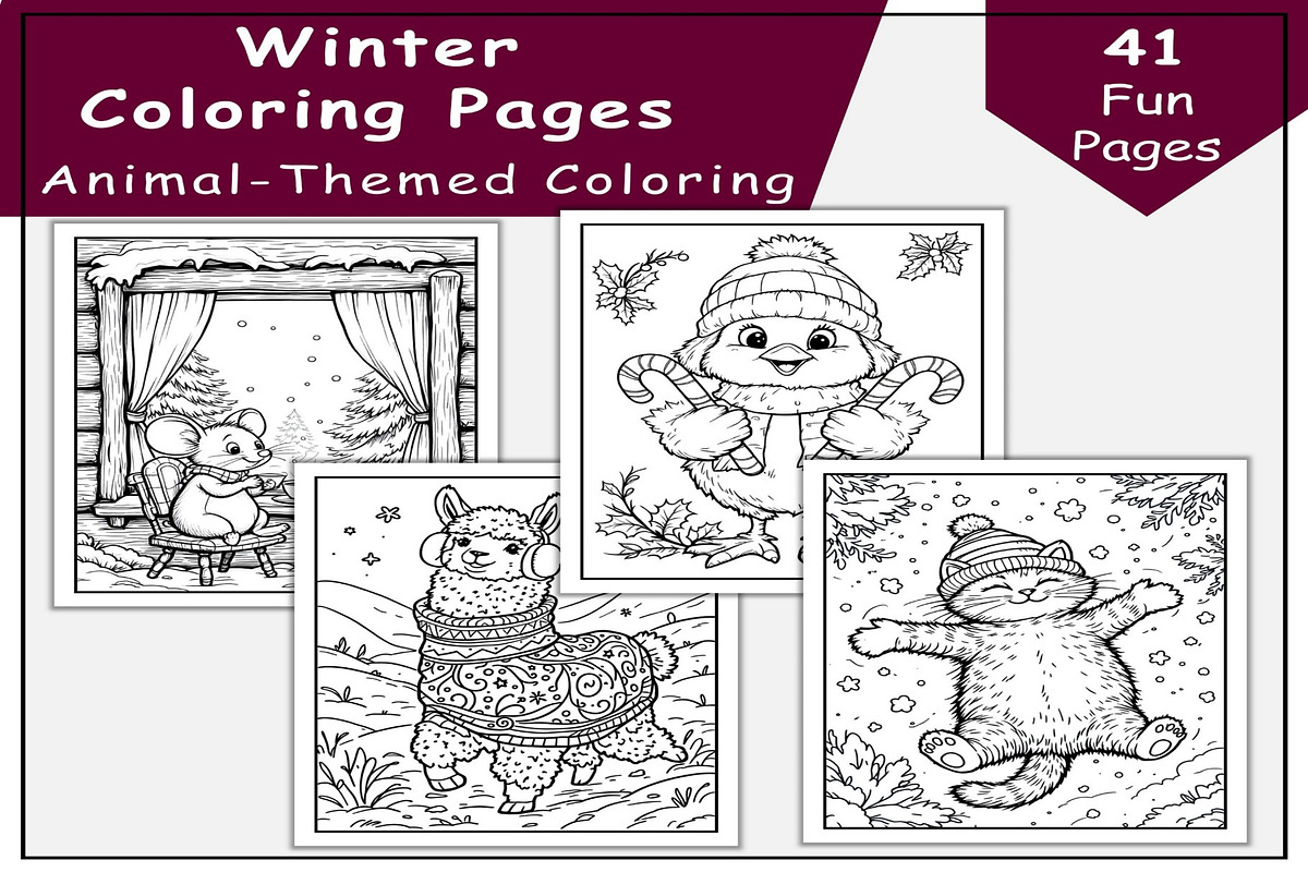 Winter Coloring Pages: Animal-Themed, a Seasonal Illustration by Lamia Emad (Photo 1 of 4)
