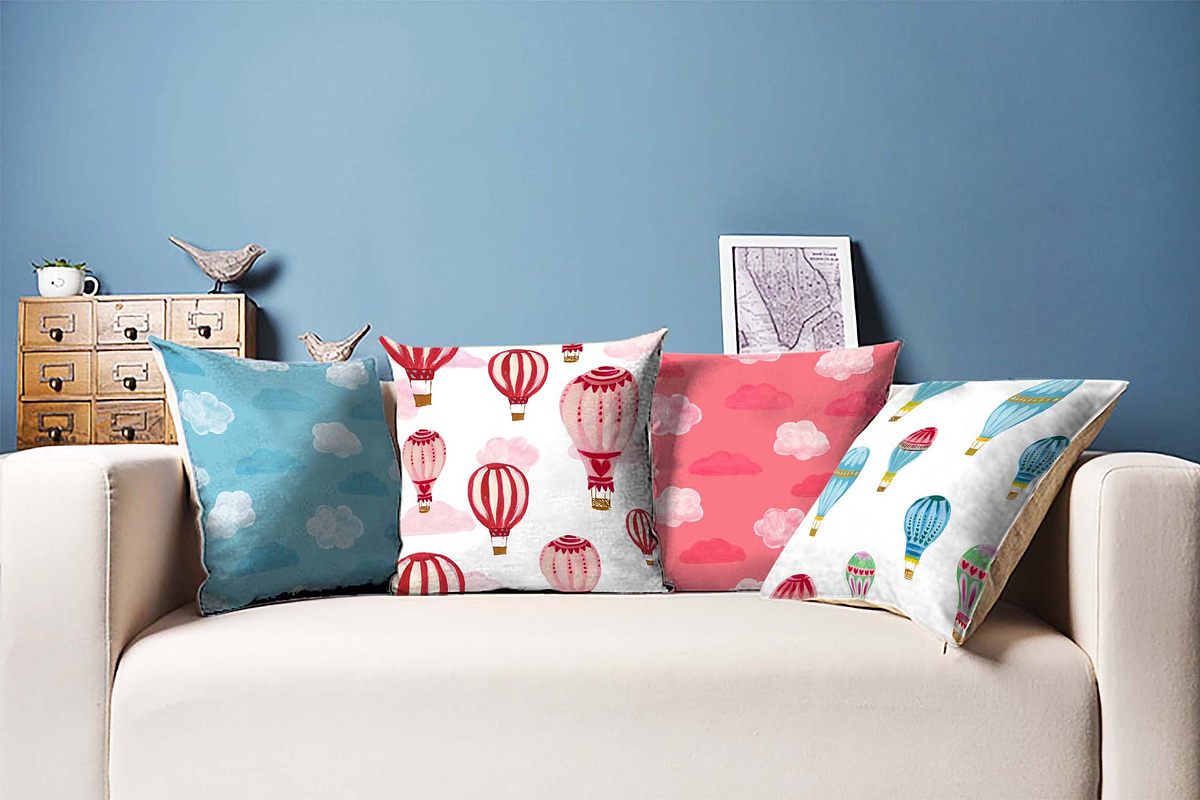 Hot Air Balloons, clipart & pattern, an Illustration by swiejko (Photo 4 of 5)