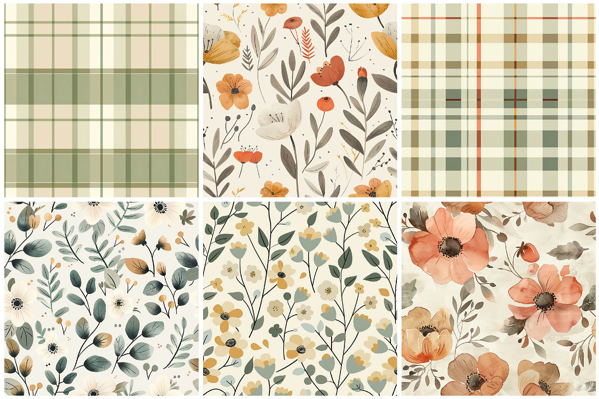 Boho Floral Seamless Digital Paper, a Texture Illustration by DreamPrint404 (Photo 2 of 3)