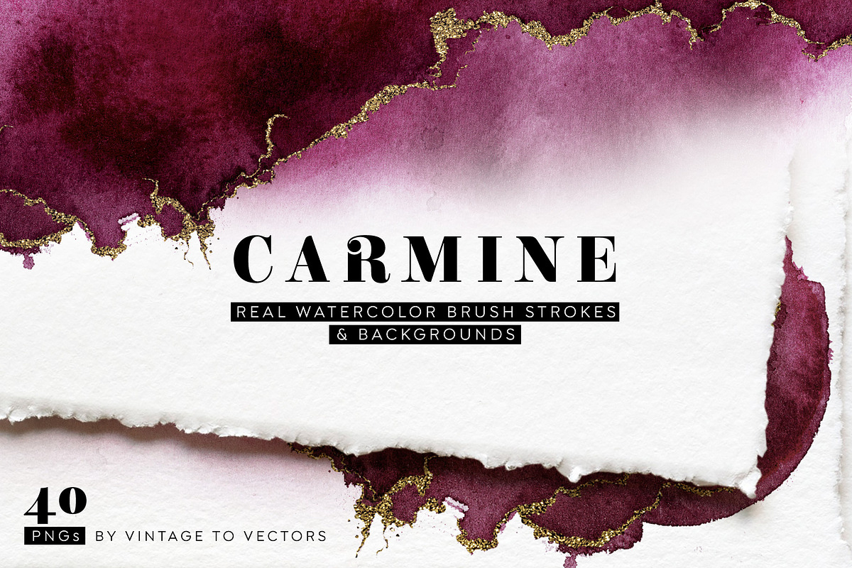 CARMINE Watercolor Brush Strokes, an Object Graphic by Vintage To Vectors (Photo 1 of 3)
