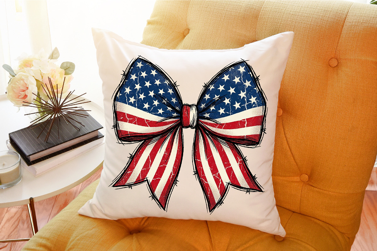 Retro USA Flag Bow PNG, a Seasonal Illustration by Sublimation Artist (Photo 9 of 9)