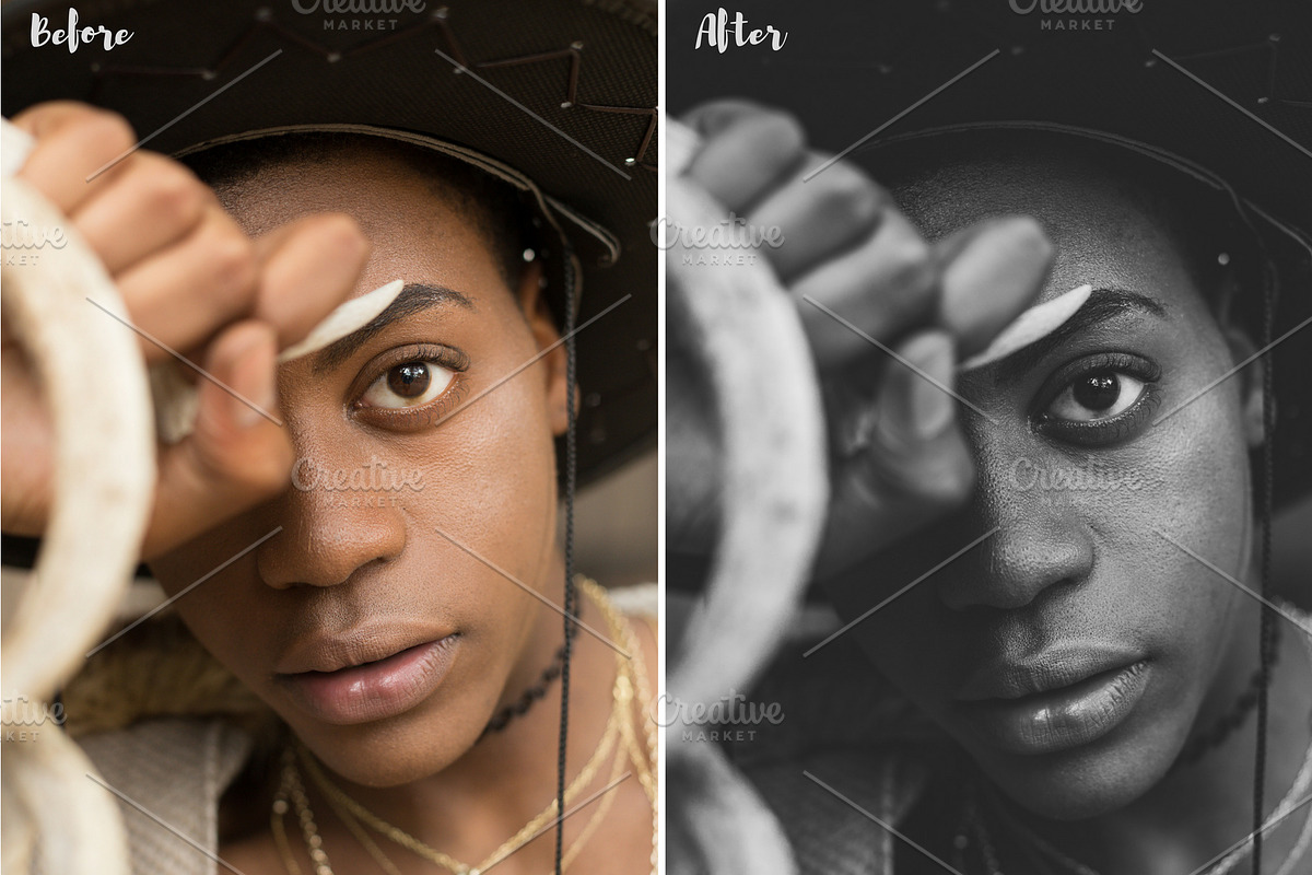10 Lightroom Presets Pack Moody B&W preview 3