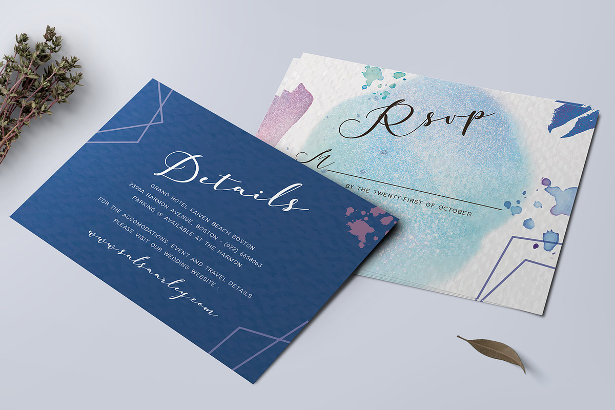 Watercolor Wedding Invitation Set, an Invitation Template by Aarley Kaiven (Photo 3 of 4)