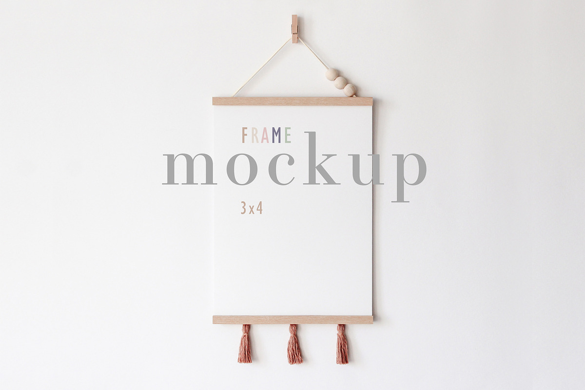 Poster Mockup Frame Boho Kids Mockup, a Print Template by BirdieFrames (Photo 1 of 4)