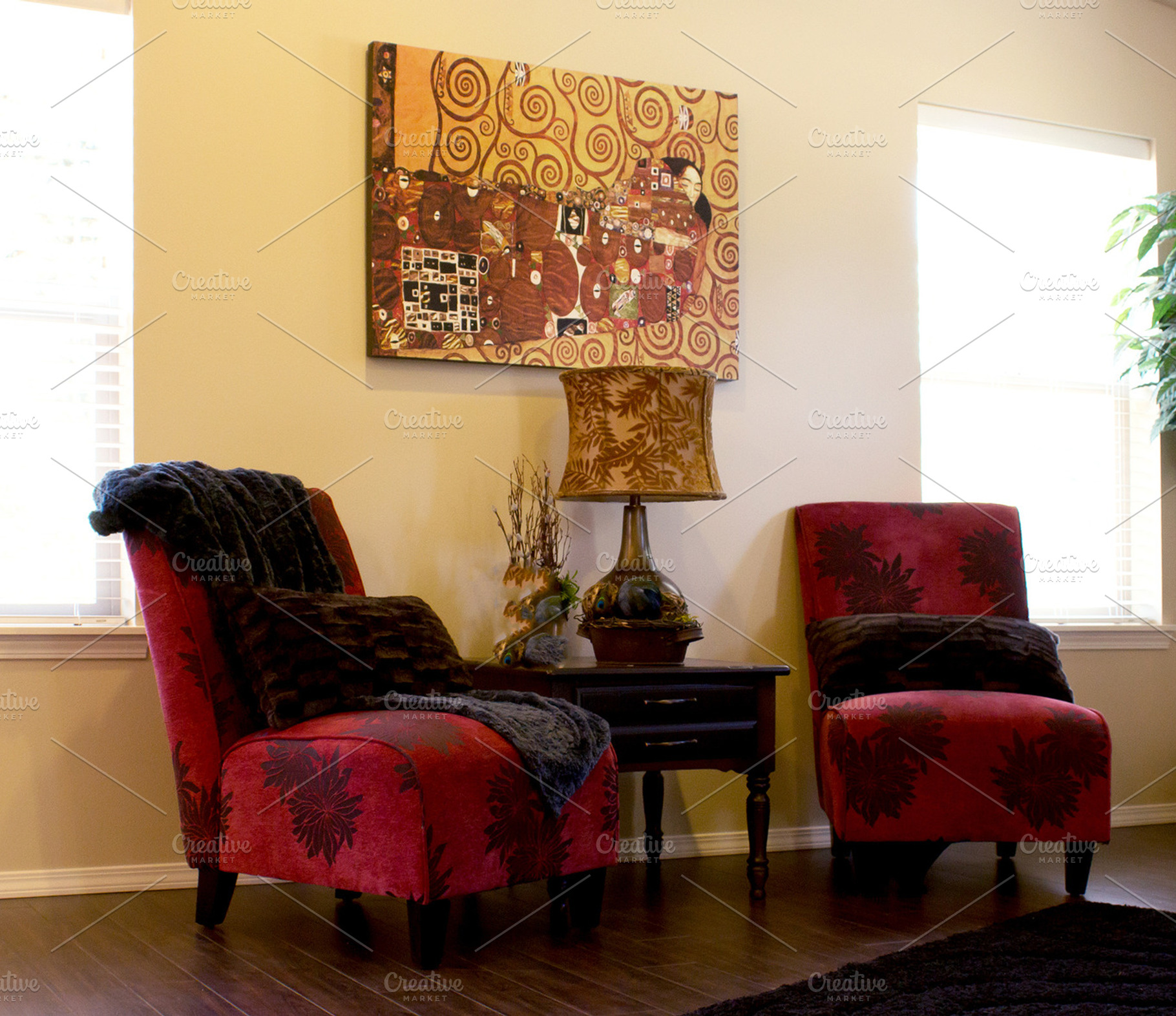 vintage sofa chairs in modern room