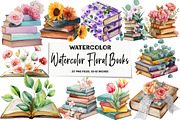 Watercolor Floral Books Clipart, an Illustration by DreamArtGraphic (Thumbnail 1 of 5)