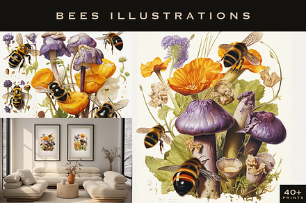 40+ Bees Illustrations, an Animal Illustration by Digital Museum