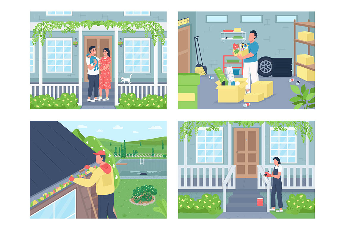 Residential life illustration set, a Person Illustration by The img ...