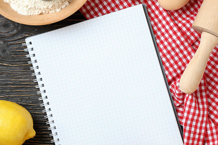 Concept of recipe on wooden background, space for text