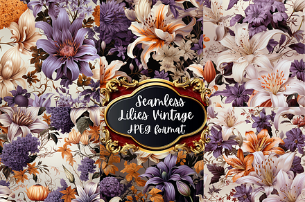 Lilies Vintage Seamless Paper, a Pattern Graphic by Agnesagraphic (ID 95)