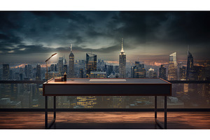 office desk table background ai, a Technology Photo by pikepicture