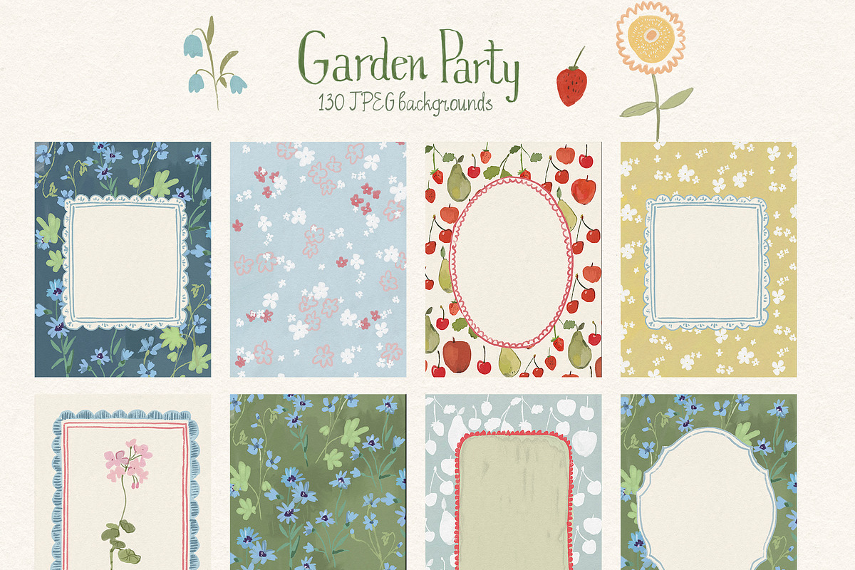 Whimsical Floral Backgrounds Frames, a Background Graphic by whiteheartdesign (Photo 2 of 20)