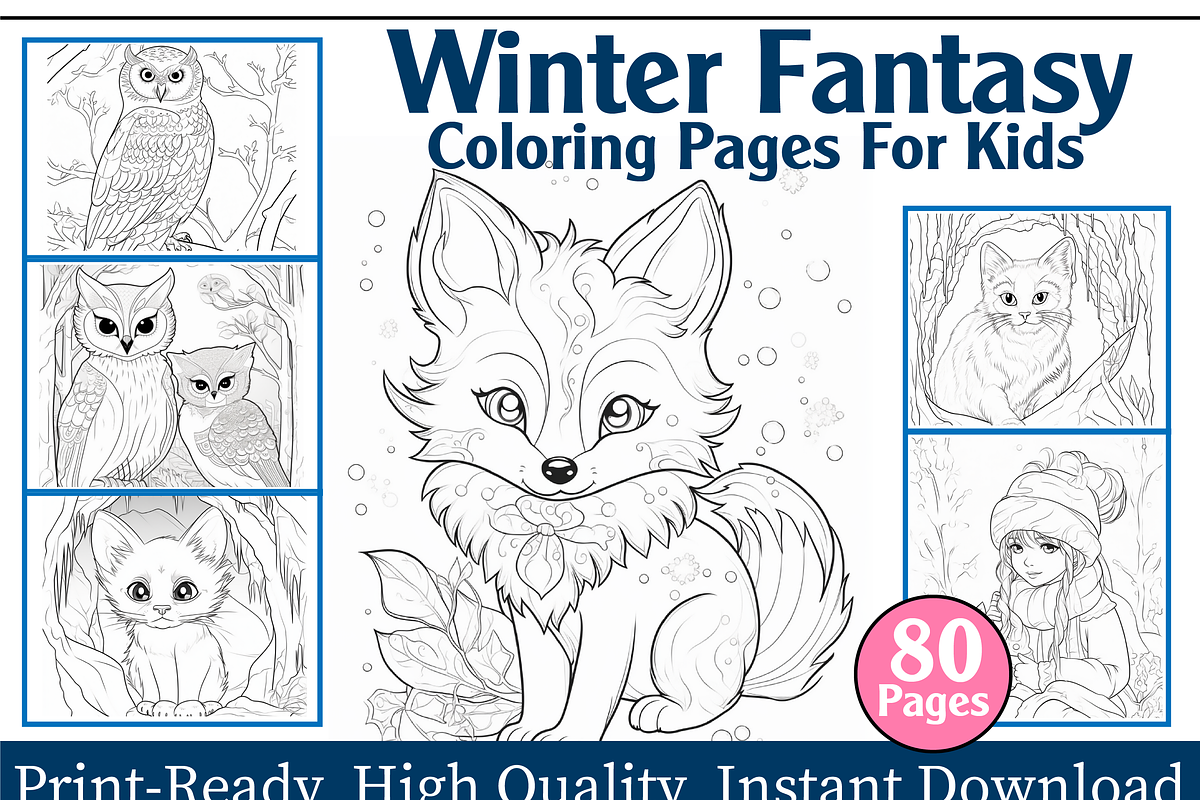 Winter Fantasy Coloring Pages For Ki, an Animal Illustration by maggiesar (Photo 1 of 4)