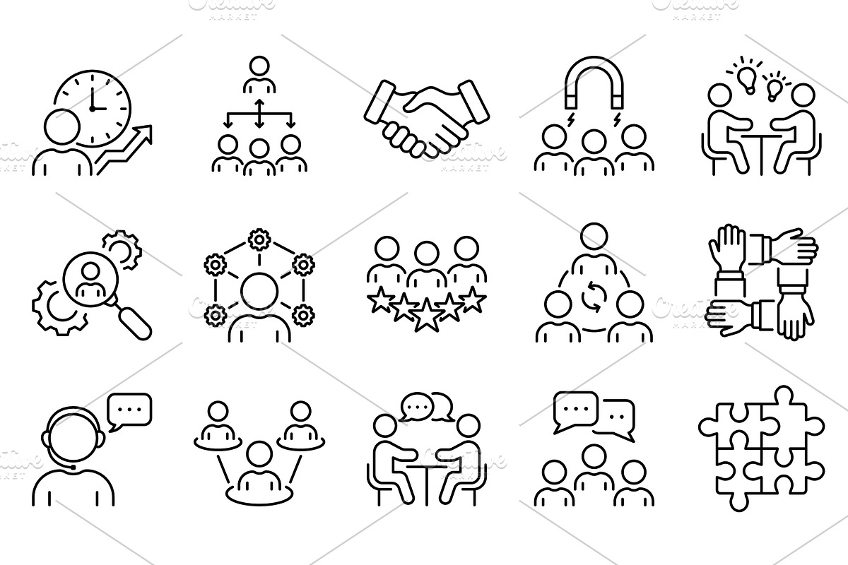 Group Team Network Line Icon Set, a Person Illustration by Gentle Studio