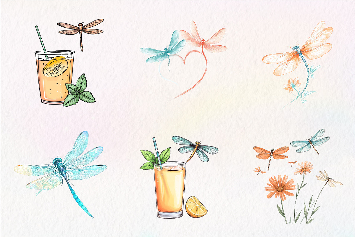 Summer Dragonfly Garden Clipart, an Illustration by CreationArt (Photo 3 of 5)
