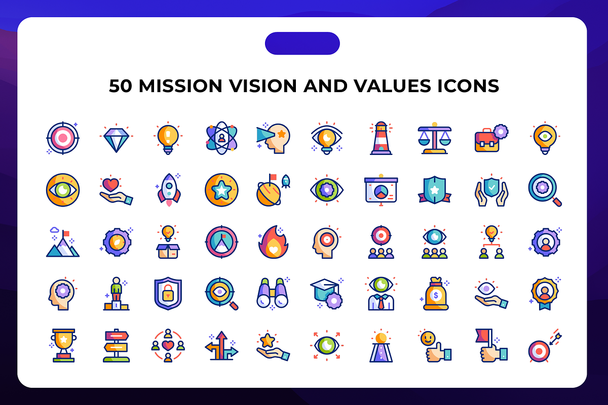 50 Mission Vision and Values Icons, an Icon by Wencory