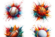 Color Splash Sports Ball Clipart Set, a Sport Illustration by DoubleTwists (Thumbnail 2 of 5)