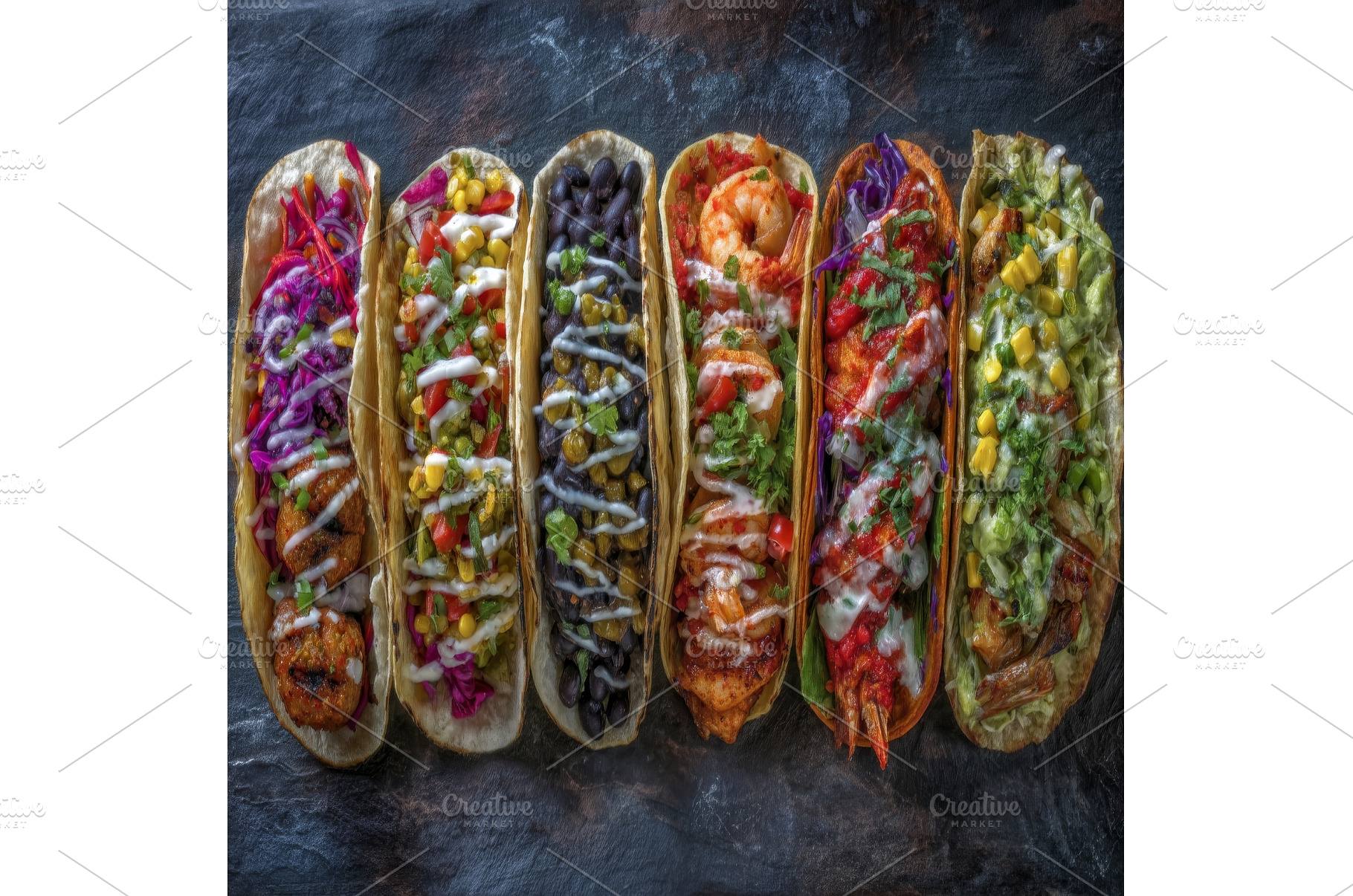 An array of poke tacos in different, a Food & Drink Photo by ZinetroN