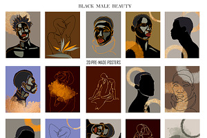 BLACK MALE BEAUTY MODERN LINE ART