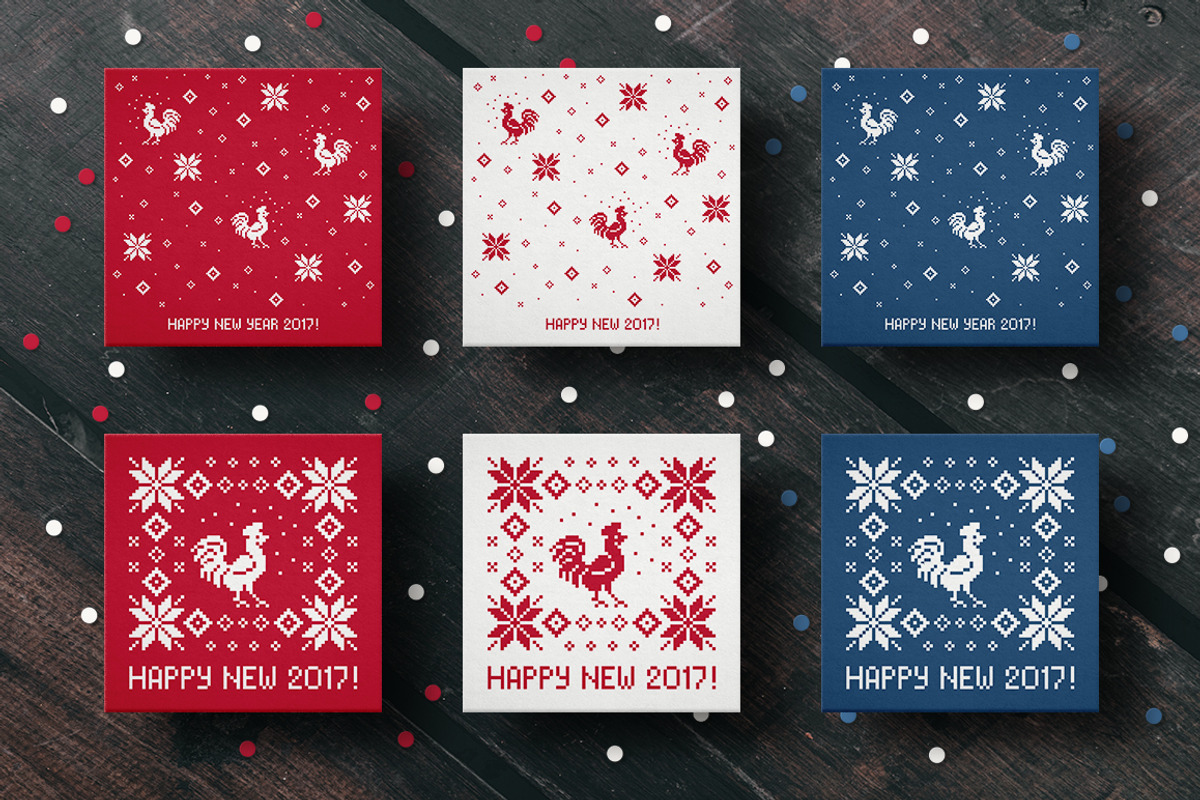 Set of Rooster New Year Cards, a Card Template by moibalkon (Photo 2 of 2)