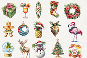 Tropical Aloha Christmas Clipart, an Illustration by NadiaTheronArt (Thumbnail 2 of 5)