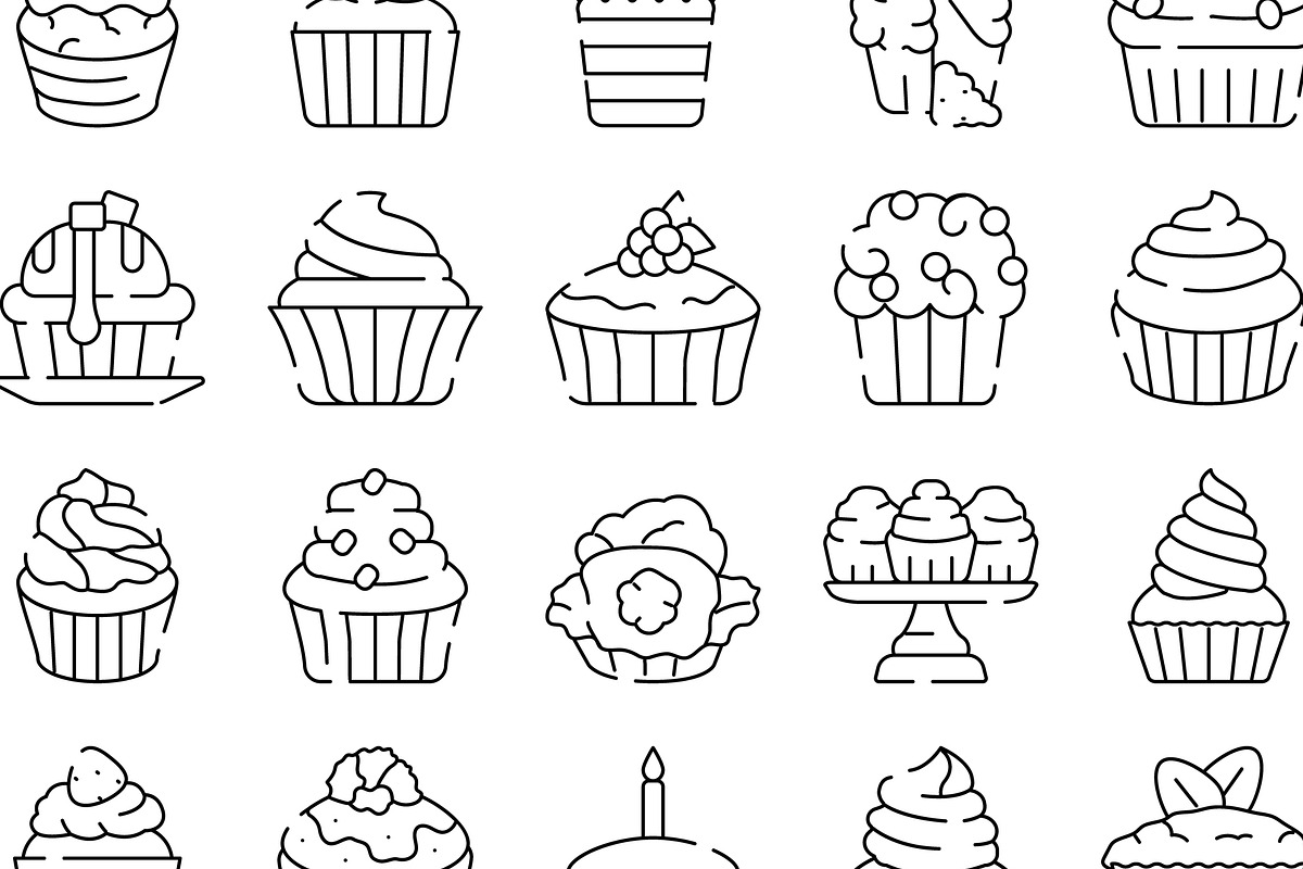 Sweet dessert cupcake muffin line, an Object Graphic by pikepicture (Photo 3 of 3)