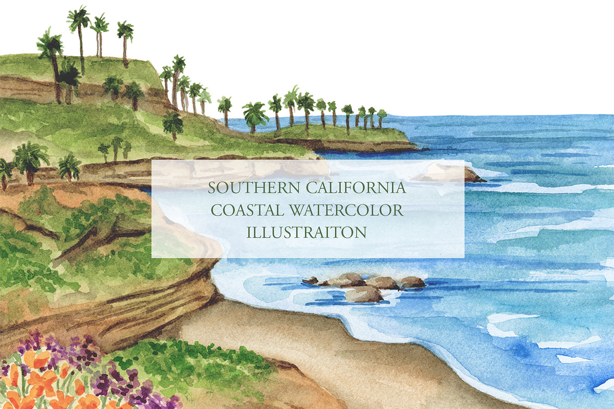 California Coastal Watercolor, a Decorative Illustration by Lavender And Sea (Photo 1 of 2)