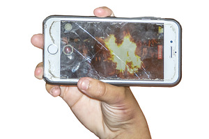 Isolated photo of woman hand recording fire with smartphone, a Technology Photo by DanFLCreativo