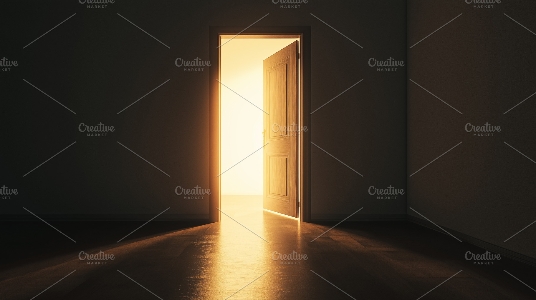 Open door in dark room with bright, an Architecture Photo by MistyDay