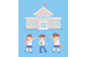 set students and building, an Education Illustration by studiogstock