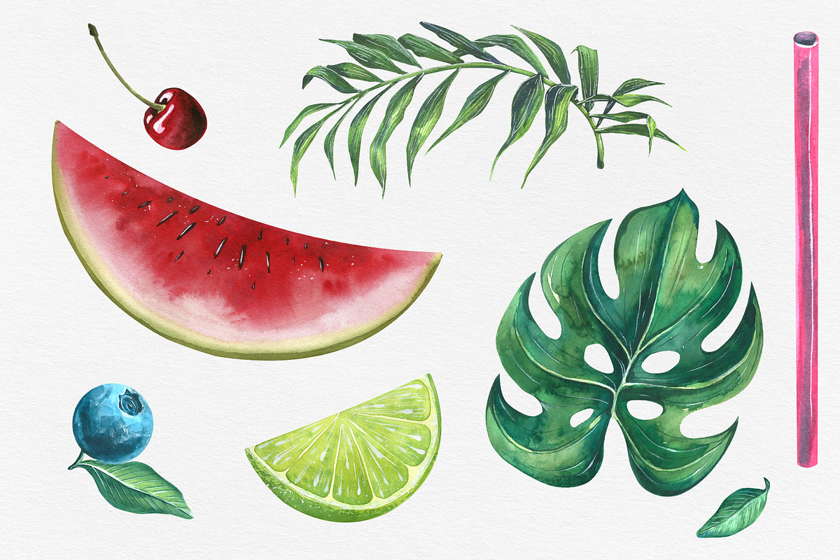 Tropical Bar Watercolor Clipart, an Illustration by NATASHA CHU (Photo 5 of 6)