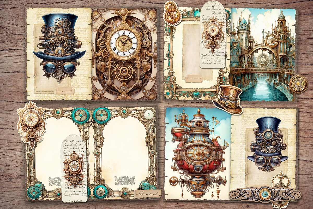 Steampunk Clockwork Scrapbook Kit, a Transportation Illustration by Secret Helper (Photo 3 of 8)