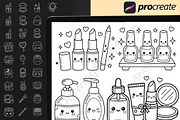 150 Procreate Kawaii Makeup Stamps, a Brush Add-On by DrawingStoryShop (Thumbnail 3 of 6)