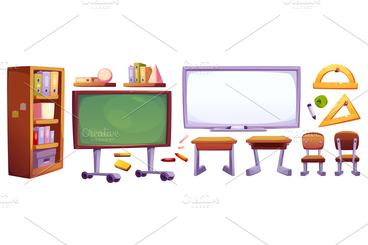 School classroom furniture and, an Object Illustration by art PVP - market