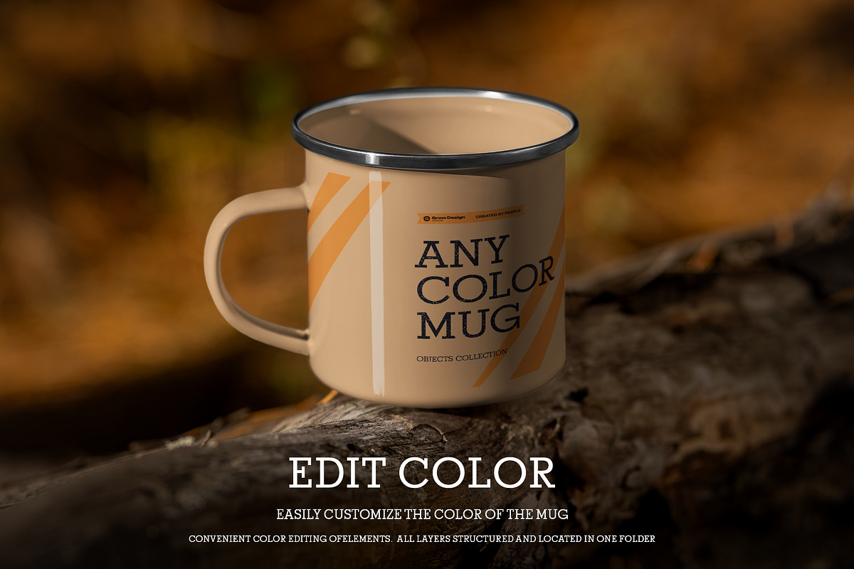 8 Enamel Metal Mug Mockups,Outdoor, a Cups & Container Mockup by Grow Design Craft Studio (Photo 2 of 6)
