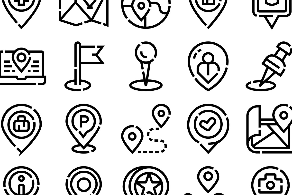 Location pin icon set for navigation, an Object Graphic by pikepicture (Photo 3 of 3)