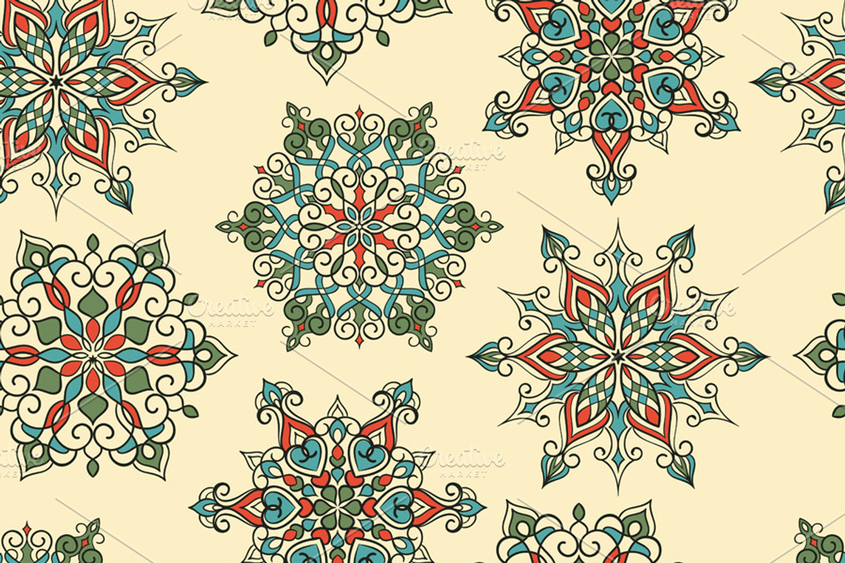 Seamless Pattern and Snowflakes