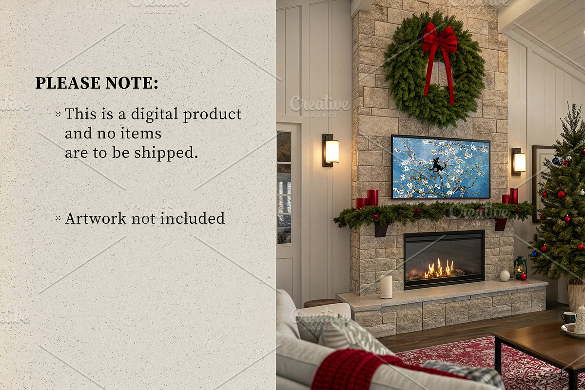 Christmas Holiday Framed TV Mockup, a Household Mockup by RevintageStudio (Photo 4 of 5)