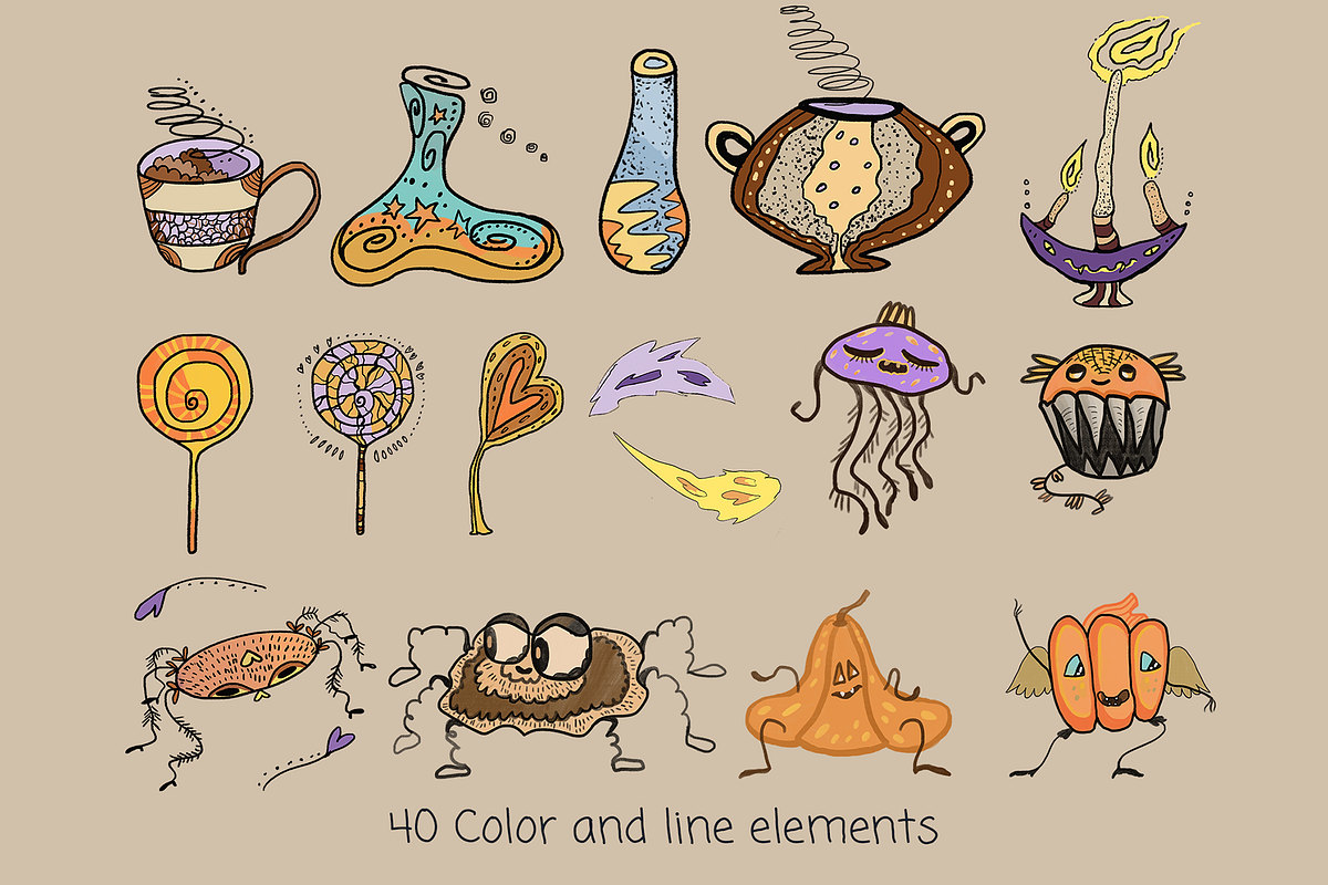 spooky cute ghost Halloween clipart, a Seasonal Illustration by FaliushViktoriaArtist (Photo 3 of 14)