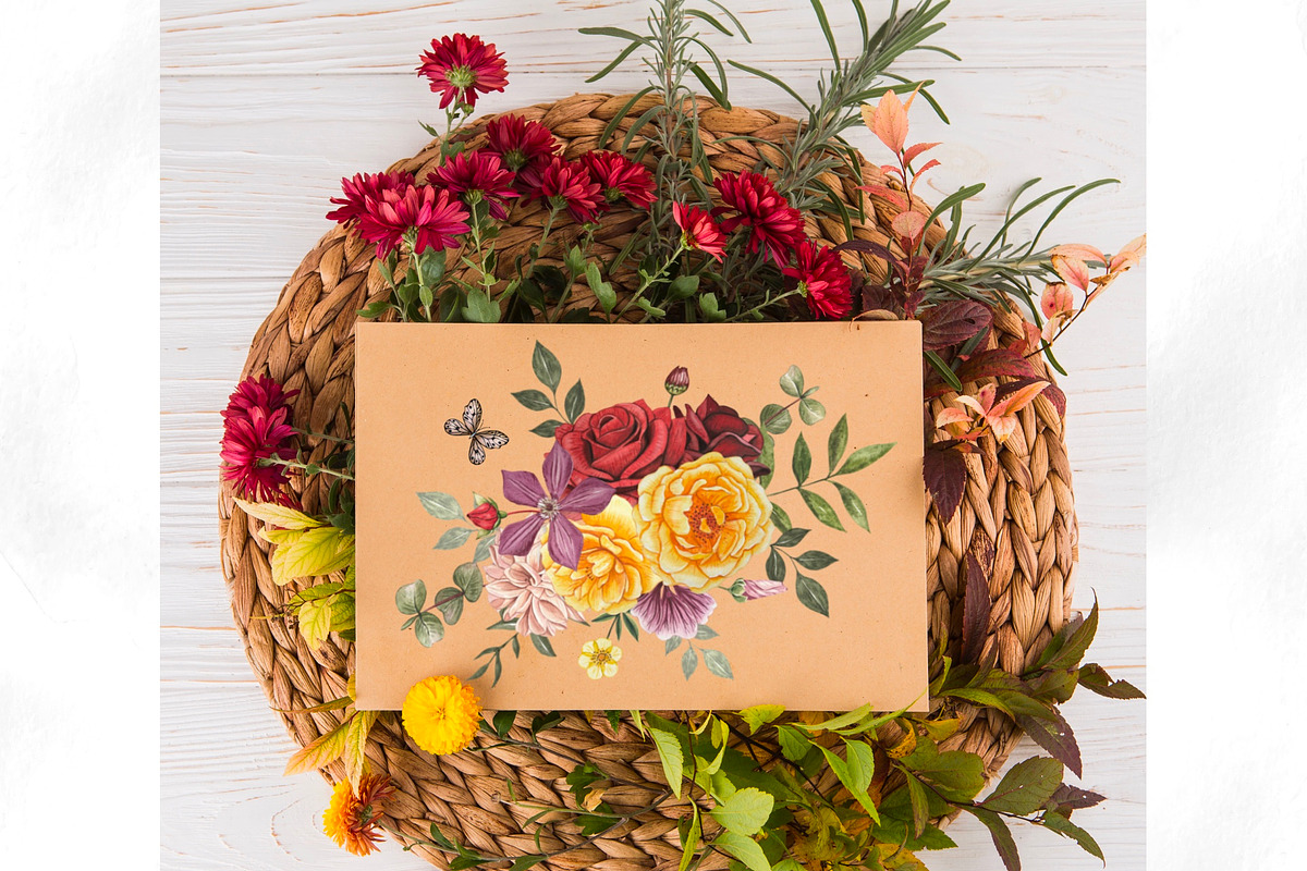 Watercolor Autumn Floral Bouquets, an Illustration by DiashaArt (Photo 3 of 5)