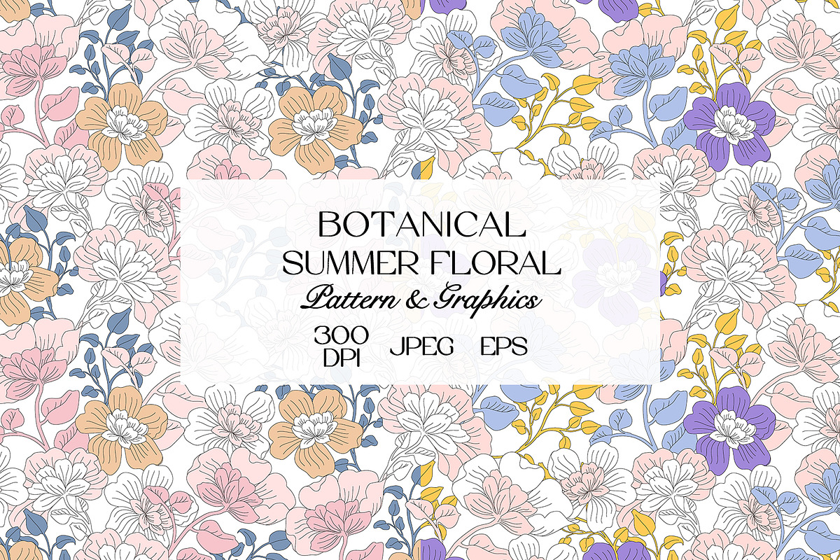 Botanical Summer Floral Pattern, a Pattern Graphic by StudioGlouna (Photo 1 of 9)